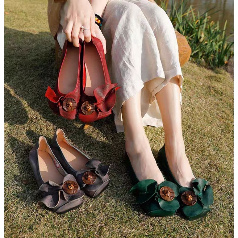 Sepatu Kulit Wanita Clarks Flatshoes AH 313-5 100% Kulit Asli Lambskin Premium