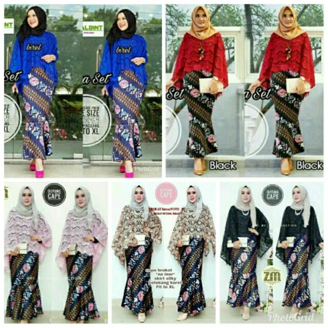 SET.KEBAYA DUYUNG BAHAN CAPE BRUKAT.ATASAN+ROK DUYUNG.NO INNER,NO PASMINA