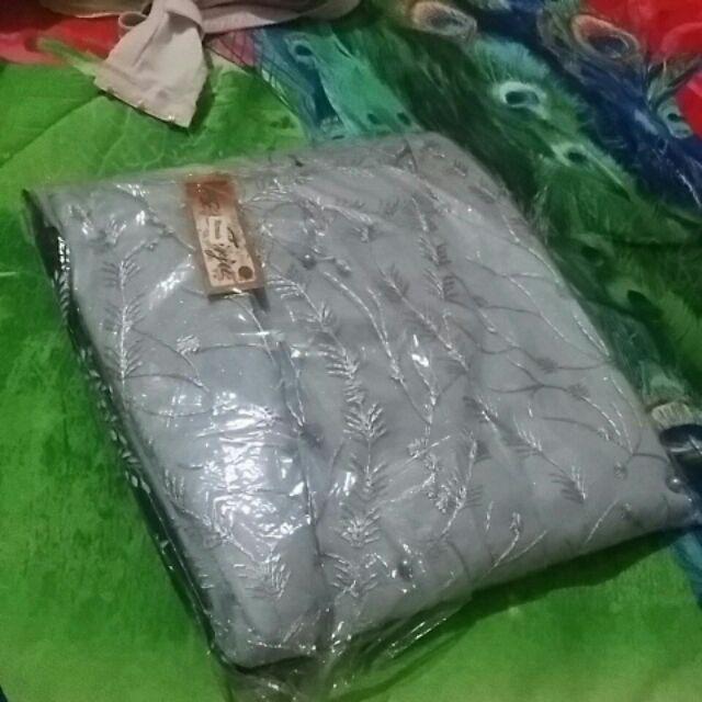 (ready Lengkap 4 Warna) Couple Batik Tile Brukat Mika Padi Putih Rona Selendang