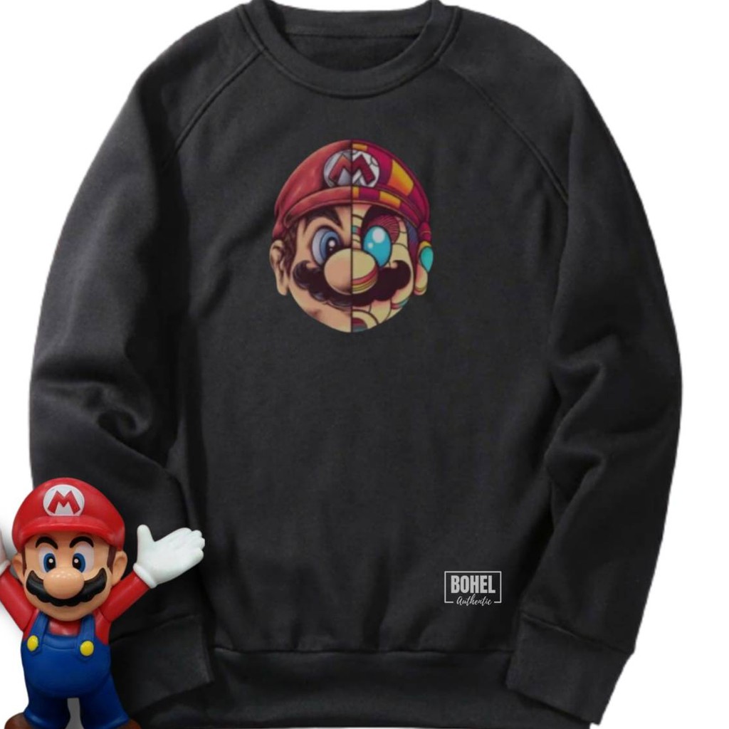 ((BAYAR DITEMPAT)) BIGSIZE M-3XL ORIGINAL SWEATER WANITA CREWNECK MARIO jaket distro/sweater pri