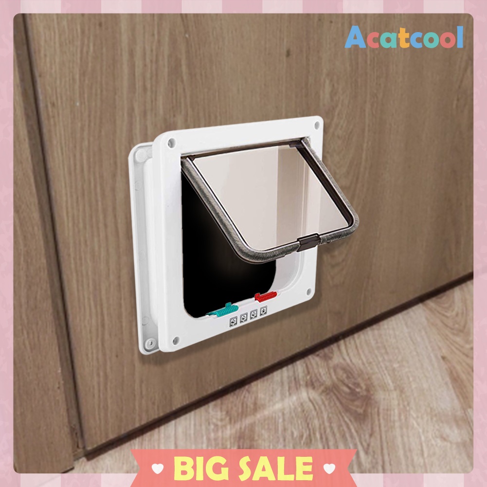 Dog Cat Flap Door with 4 Way Security Lock for Kitten Small Pet Door Gate