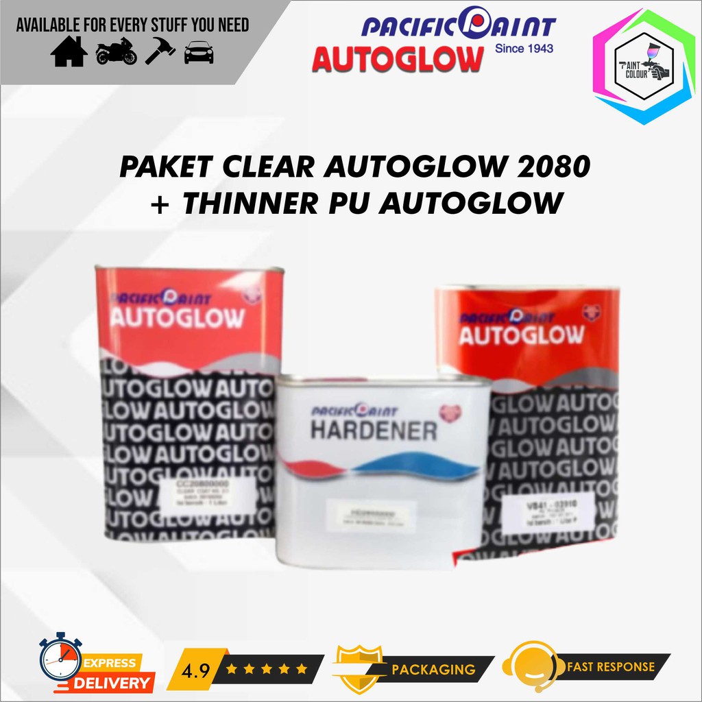 Paket Clear Coat Autoglow 2080 HS 2:1 + Thinner Autoglow PU