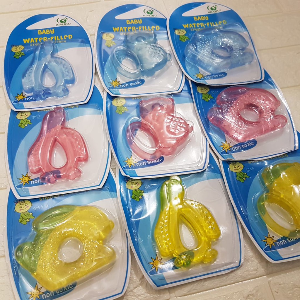 Gigitan Bayi OBAIKU Alat Bantu Gigit Bayi Isi Air Baby Water Filled Stronger Teether 3+ Non Toxi