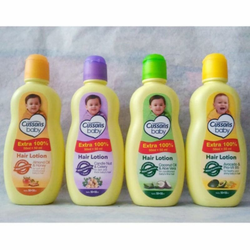 Cussons Baby Hair Lotion 200ml | 100+100ml Extra 100% | Minyak Rambut Bayi HAIR LOTION 100+100