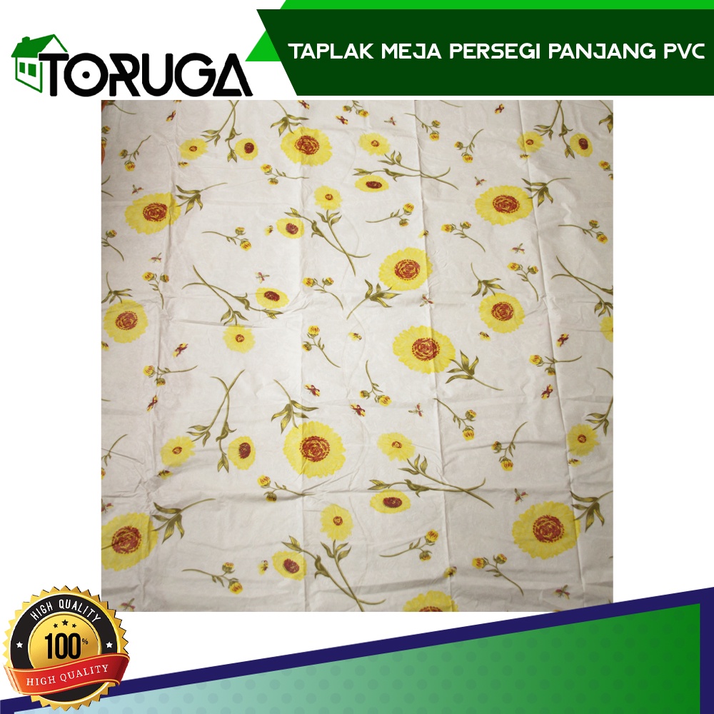 TAPLAK ALAS MEJA MAKAN TAMU PERSEGI ANTI AIR BAHAN PVC BUNGA 137 x 183cm