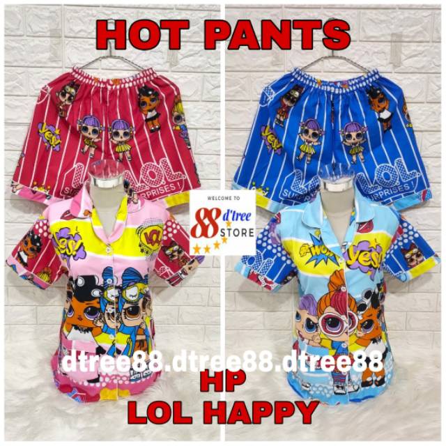 Dtree . Baju tidur piyama dewasa hotpants motif Lol / piyama hp katun eropa