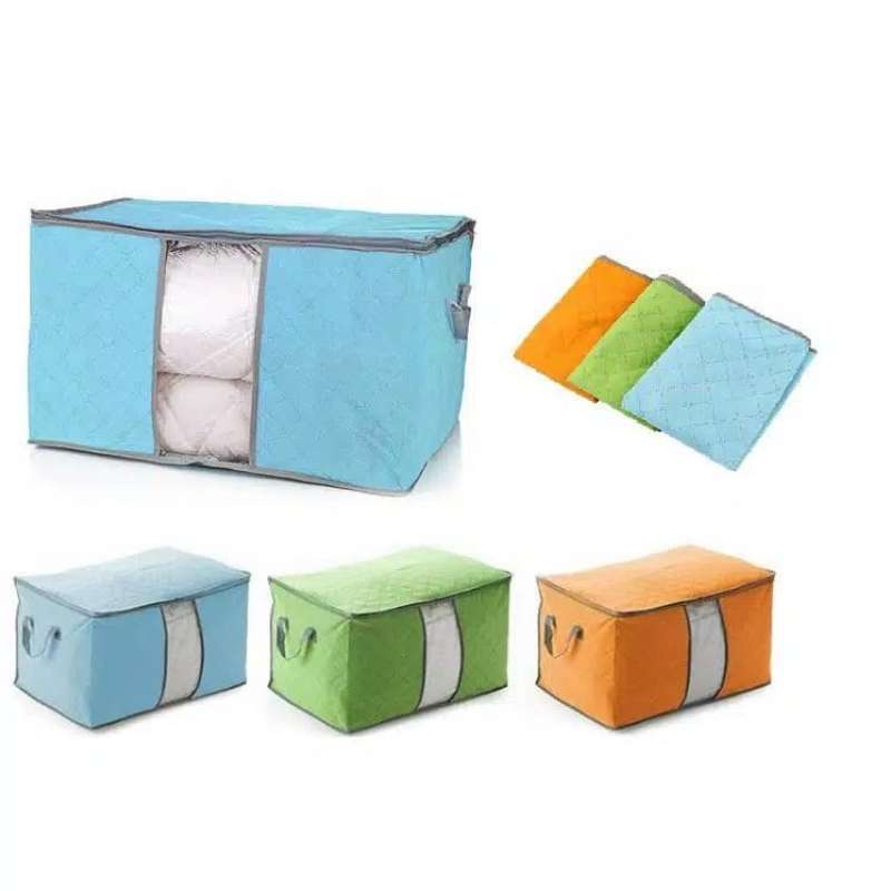 Storage Box / Bag BESAR Bamboo Organizer Selimut Baju Tempat Sprei Multifungsi - MKM