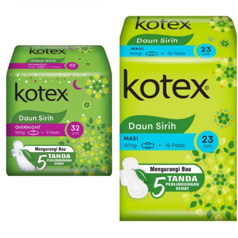 (Original) KOTEX Soft & Smooth Overnight Trimax Daun Sirih 32 cm 9's / 23cm isi 16 pembalut Exp Lama
