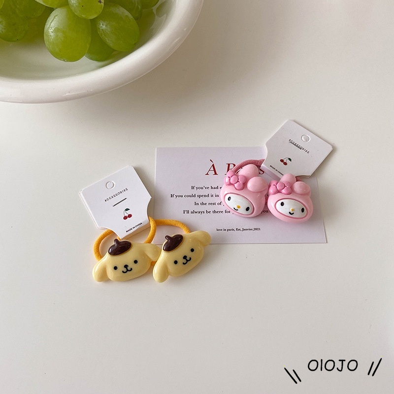 2Pcs Korea Lovely Lolita Tali Kepala Karet Elastis Tinggi Net Merah Sederhana Aksesoris Rambut Gadis - ol