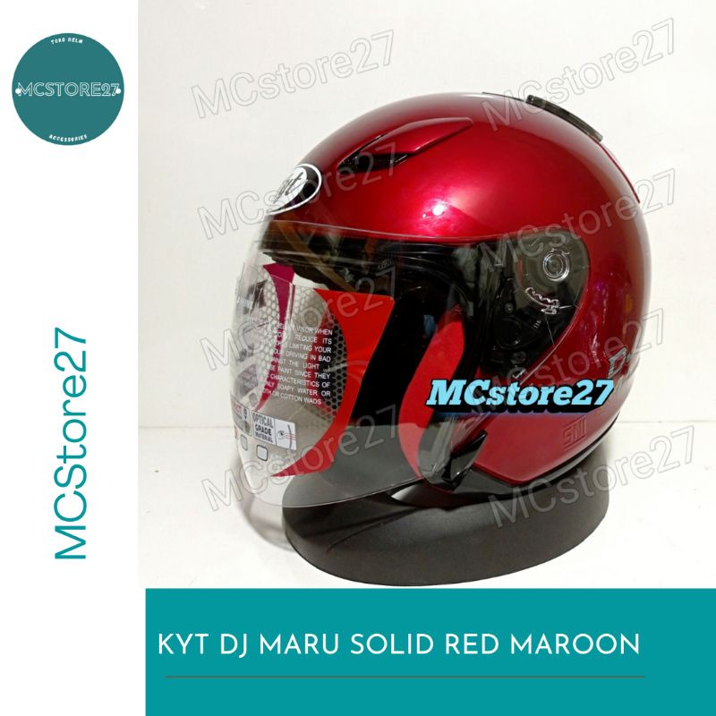 HELM HALF FACE KYT DJ MARU SOLID MERAH MAROON