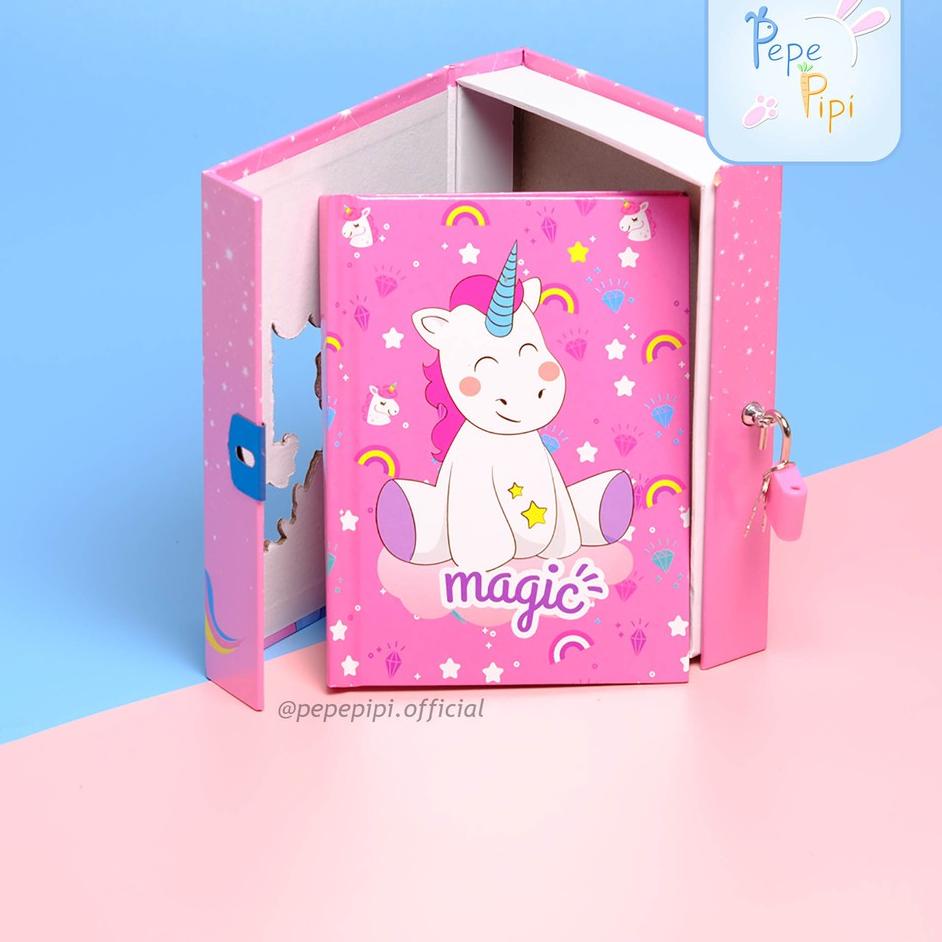 

vxvl734 Buku Diary Unicorn Note Book Dengan Kunci Gembok Tebal ❄ 12