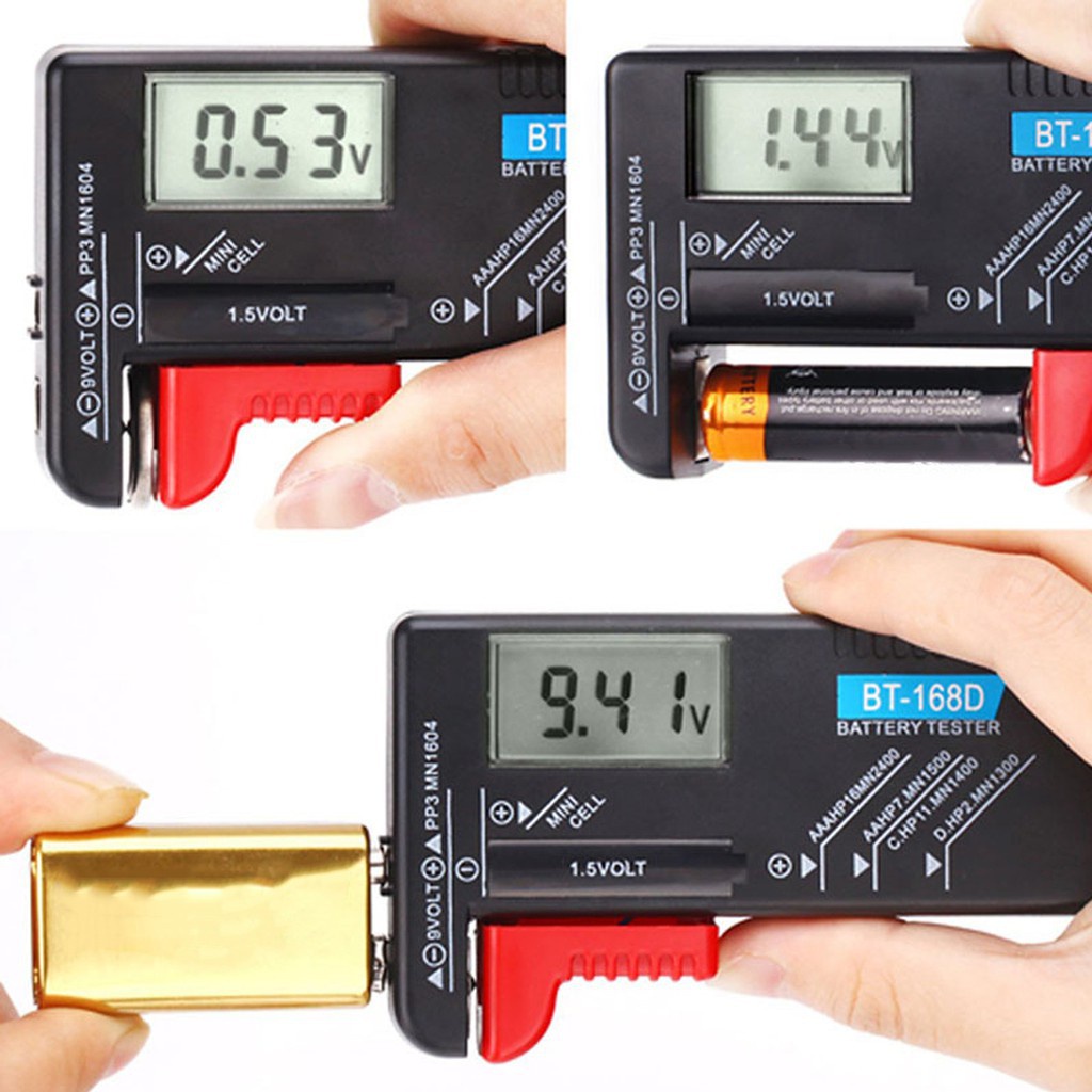 YGRETTE - Tester indikator Baterai AA AAA Volt Meter versi digital dan jarum / manual