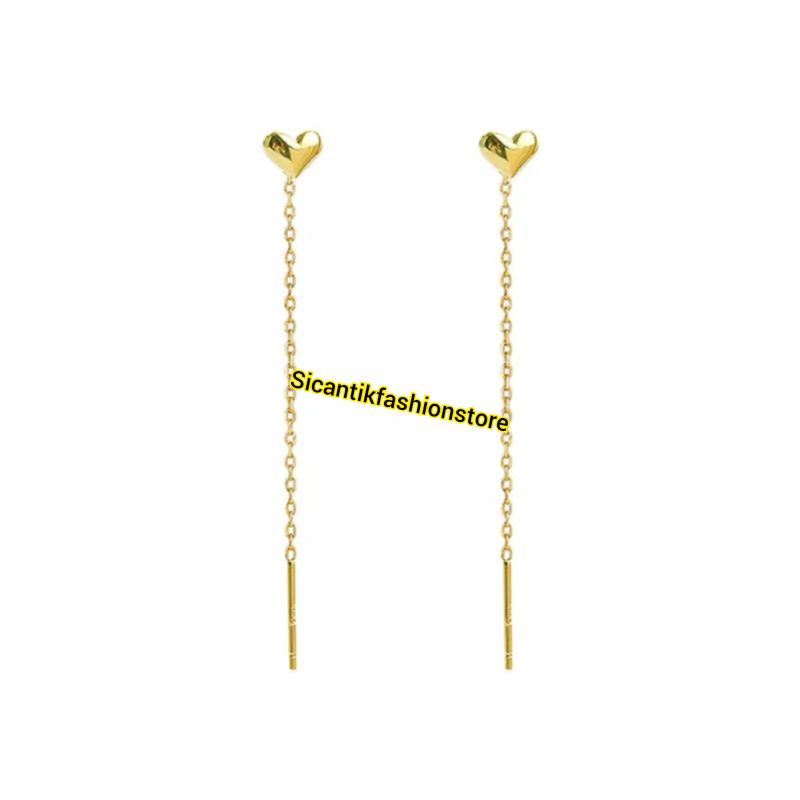 Anting Titanium Wanita Love Gerai Gold Terlaris Terbaru Anti Karat Selamanya Anting Wanita Korea Kekinian Mewah Anting Tusuk Wanita Motif Love Fashion Wanita Anting Wanita K5 Gold