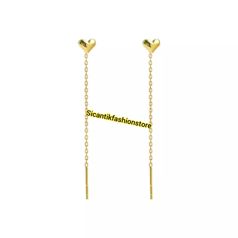 Anting Titanium Wanita Love Gerai Gold Terlaris Terbaru Anti Karat Selamanya Anting Wanita Korea Kekinian Mewah Anting Tusuk Wanita Motif Love Fashion Wanita Anting Wanita K5 Gold