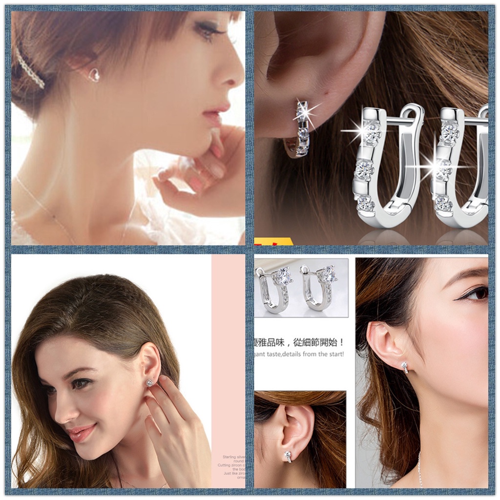 Goldkingdom Fashion Jewelry Accessories Ready Stock Hikaw for Woman Tindik Stainless 50 gaya Hypoallergenic S925 Sterling Wanita Perak Anting Berlian Dan Manis Piercing Earings Untuk Wanita