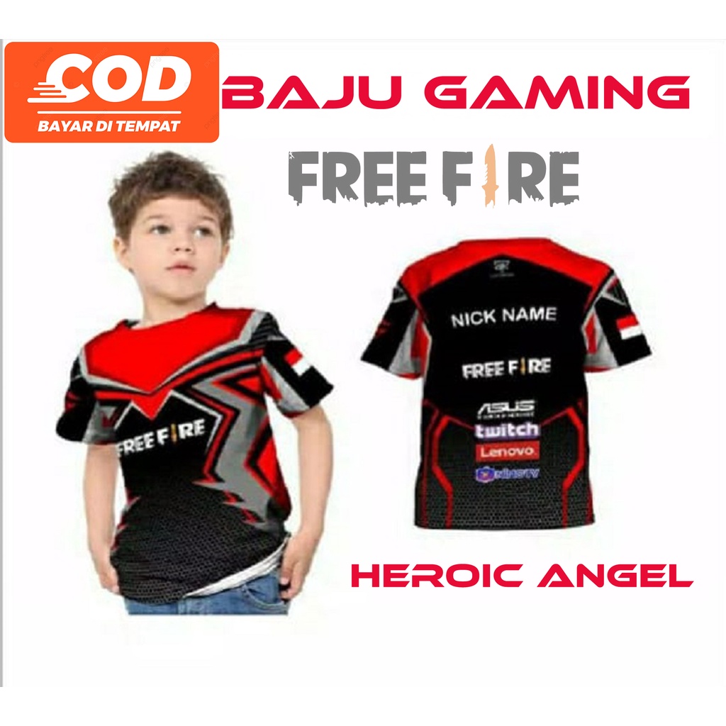 baju gaming ff heroic angel jersey gaming jersey futsal kaos gaming ff freefire anak kaos ff esport