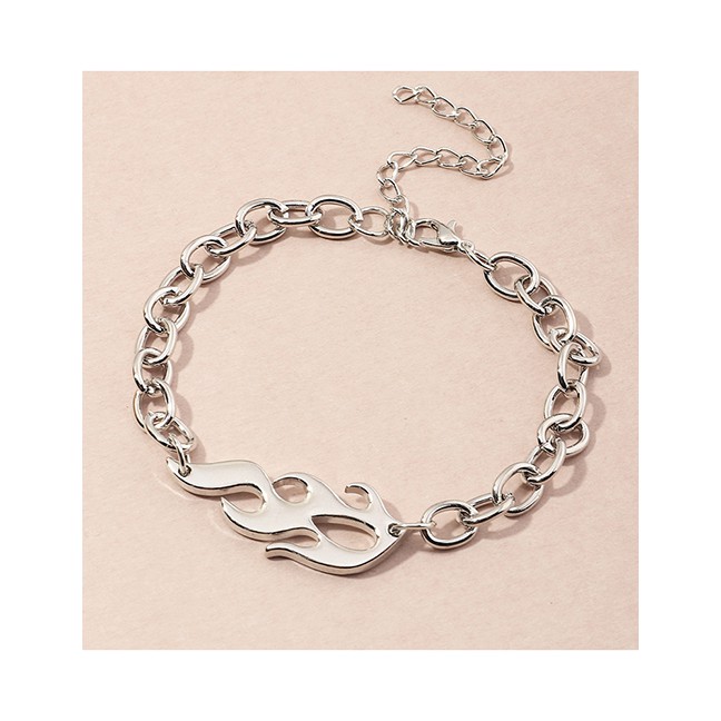 LRC Gelang Tangan Fashion Silver Flame Hollow Alloy Bracelet K77751