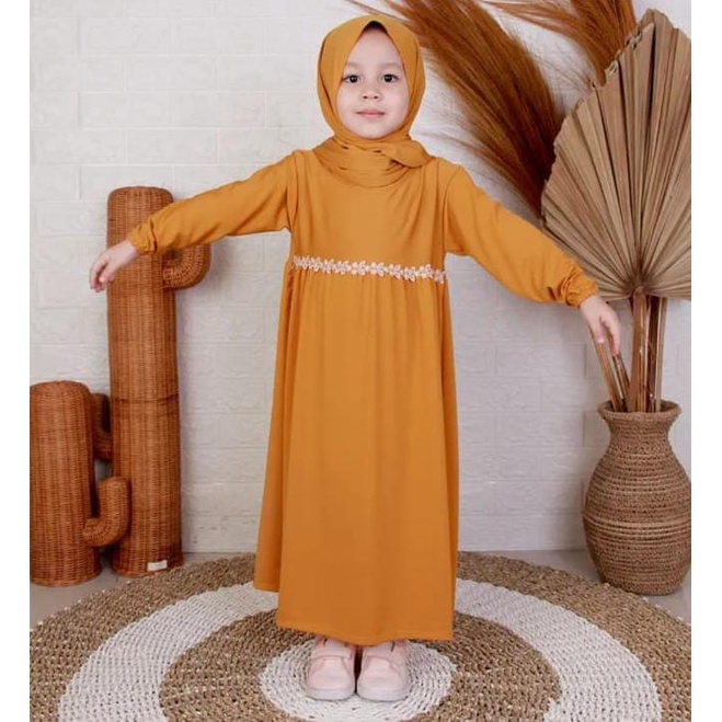 Gamis anak ''AQILLA'' plus jilbab 3-12 thn // baju muslim anak