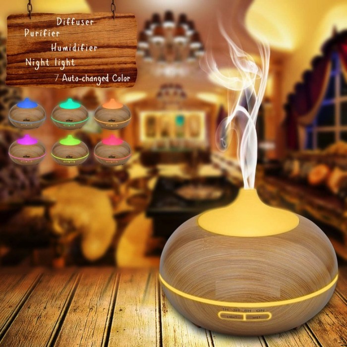 Wooden Essential Oil Diffuser Ultrasonic Humidifier - 300 ml 7 colors