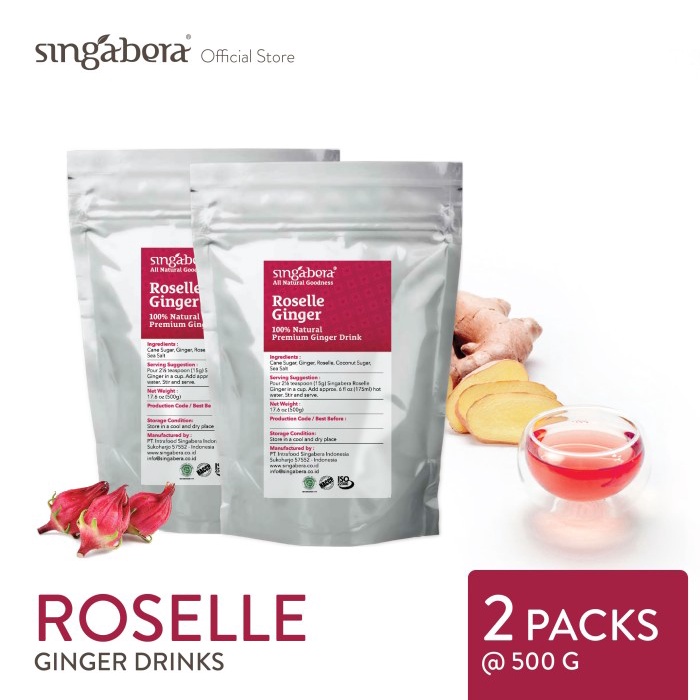 

Singabera Roselle Ginger Premix (Jahe Rosela) - 2 packs @ 500g pouch (BERKUALITAS)