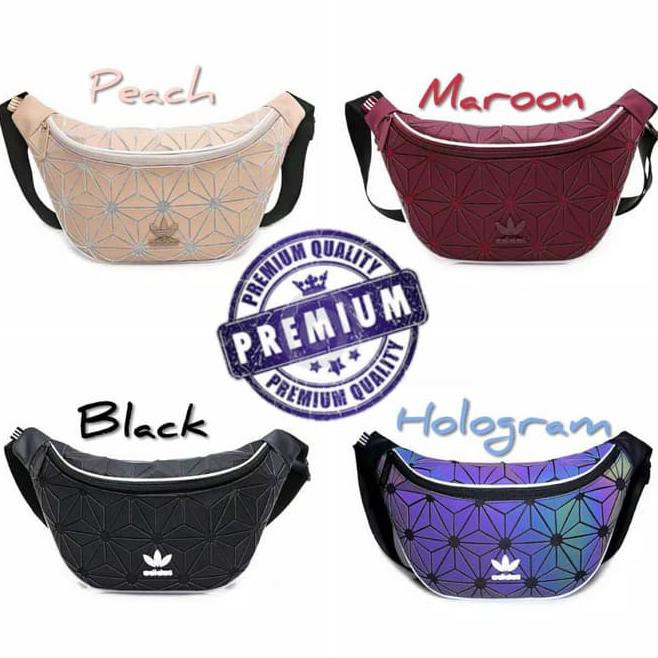 67Wq Tas Selempang Pria/Wanita Tas Pinggang Waist Bag Adidas 3D Isseymiyake - Silver Itdc