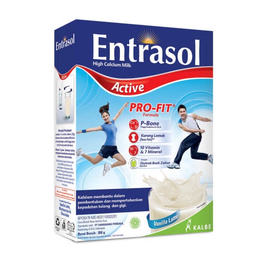 

ENTRASOL ACTIVE VANILLA LATTE 350G / SUSU TINGGI KALSIUM TERMURAH