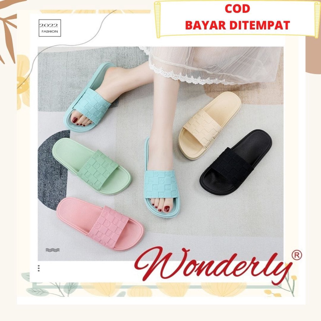 Sendal Selop Karet Wanita Wonderly Sandal Slop Cewek | V202-A37