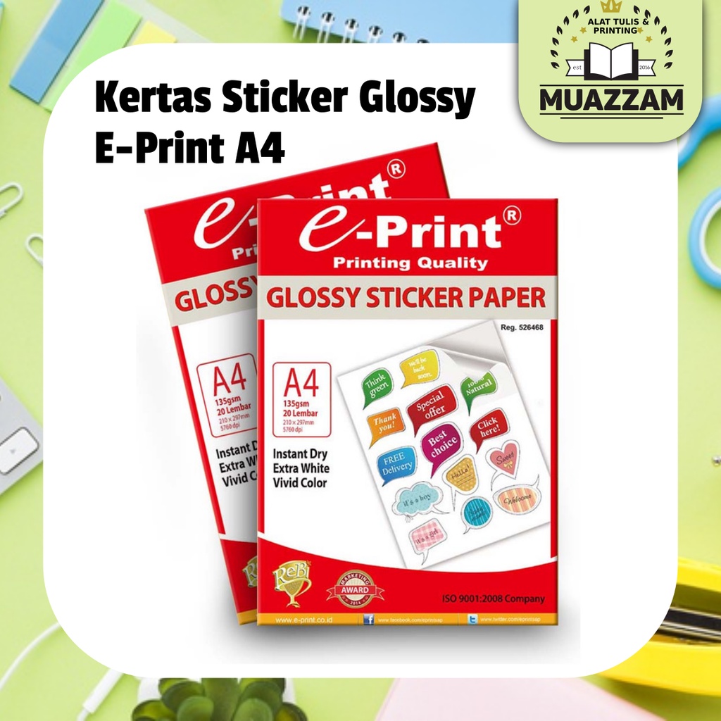 

E-print Glossy sticker photo paper A4 Kertas Sriker