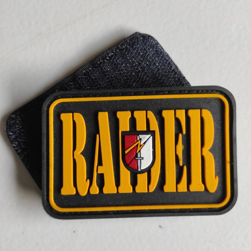 PATCH RUBBER LOGO RAIDER TULISAN BESAR/TEMPELAN EMBLEM KARET VELCRO TNI