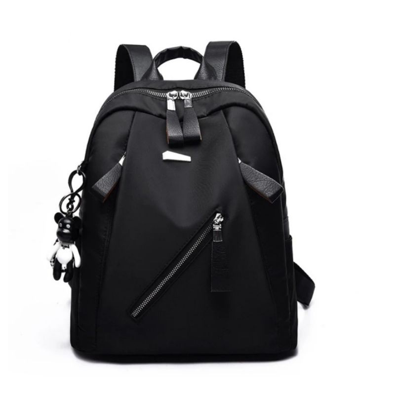 SKY - New Arrival Tas Wanita Ransel Zipper Tas Sekolah untuk Remaja Gadis Kecil Tas Ransel Wanita Tas B byMec33-Hitam