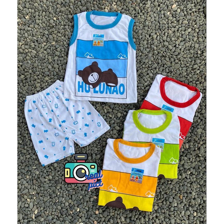 STELAN baju bayi laki laki perempuan murah lucu motif hulanao KUTUNG setelan 3-12 bulan ONE SIZE (SL018 RIB RANDOM)