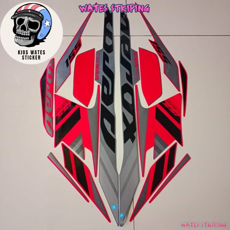 Original Asli Striping Decal Polet Sticker Yamaha Aerox 155 2021 2022 merah body standar motor berku