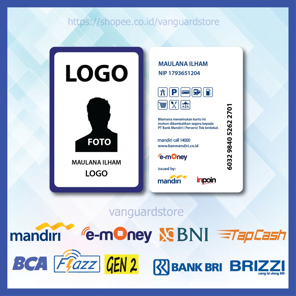 KARTU E MONEY E TOLL ID CARD LIS BIRU MANDIRI 3 EMONEY MANDIRI FLAZZ BCA TAPCASH BRIZZI BRI-2 SISI