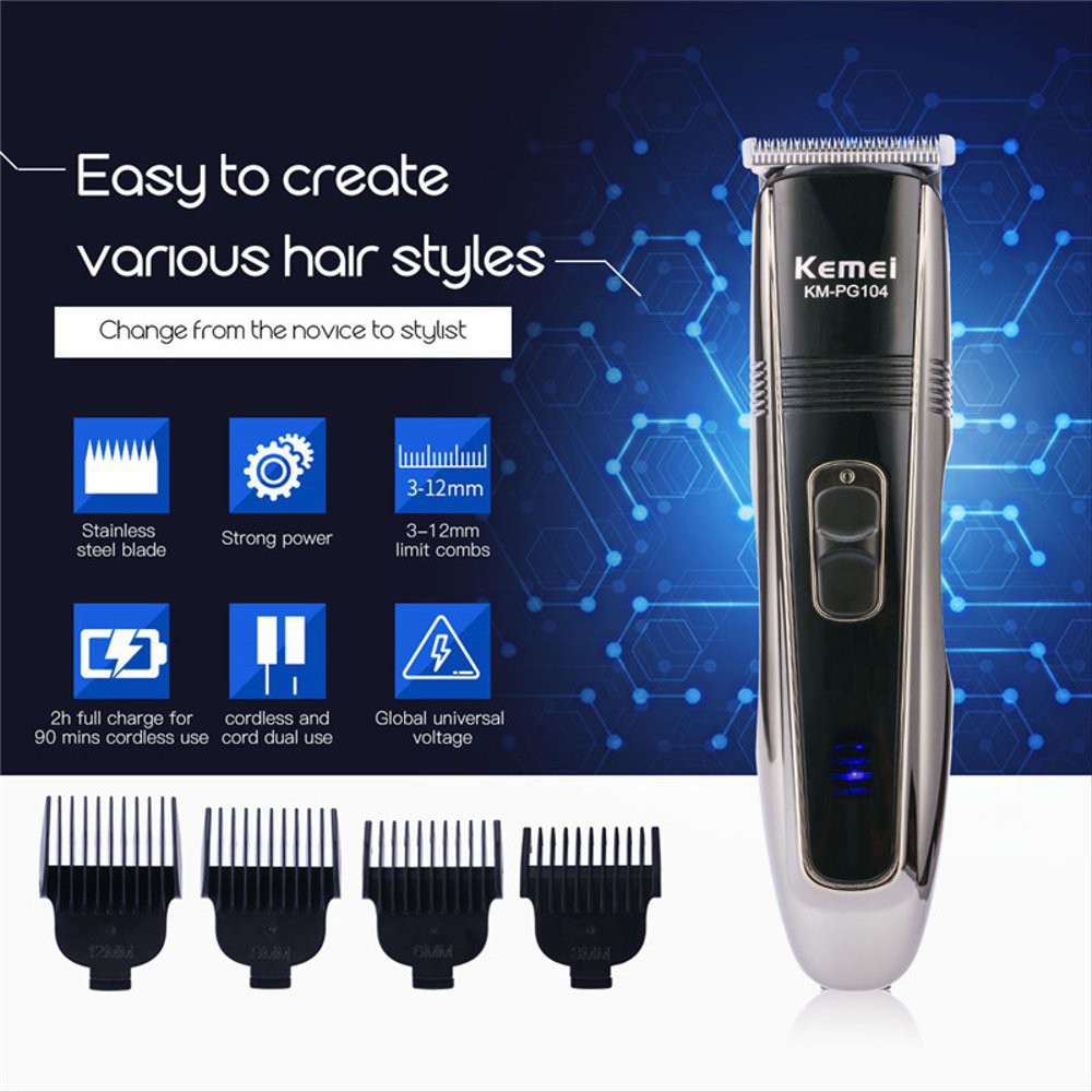 terlaris  produk Hair Clipper Kemei KM PG 104 Alat Cukur Rambut Rechargeble Profesional