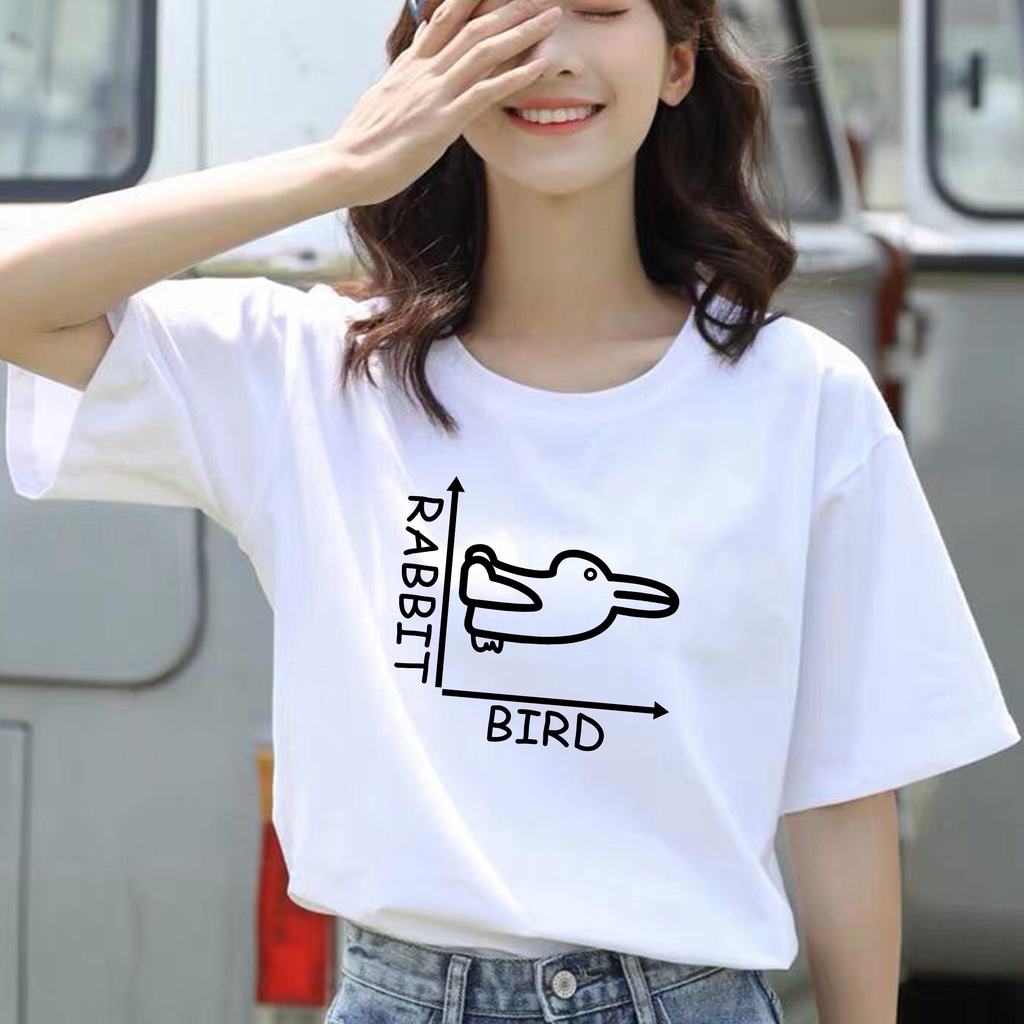 CALVIERO SHOP - BAJU KAOS ATASAN WANITA PRINT RABBIT BIRD