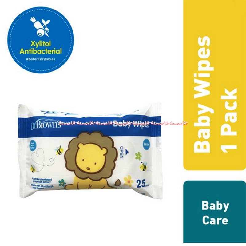 Dr Brown's Baby Wipes Xylitol Antibacterial 25gr Tisu Basah Bayi