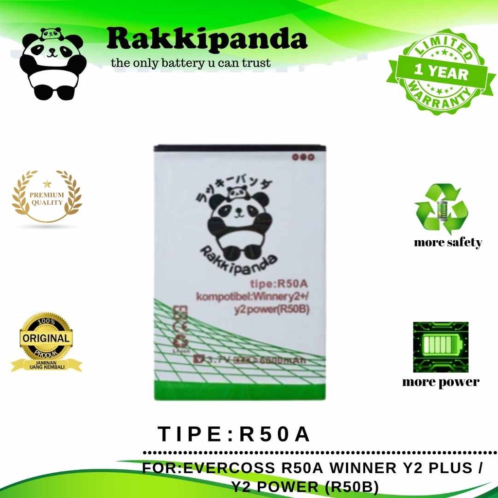 (R/K)- RakkiPanda - R50A Evercross Winner Y2 Plus / R50B Y2 Power Batre Batrai Baterai