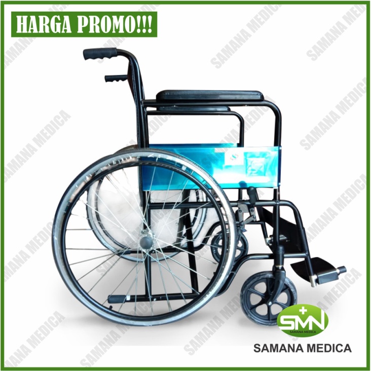 Kursi Roda Standar Sella DY01809 KY809 Black Steel Tahan Air Ringan Max 100 kg PROMO TERMURAH