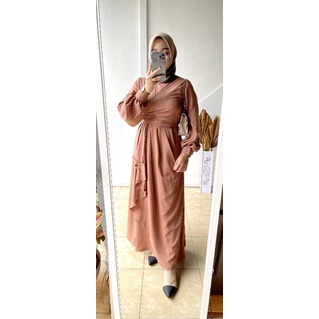 ADIBA - Rissa Dress/ Gamis Terbaru 2021 / Dress Muslim Kondangan Ada Size S M L XL-MOKA