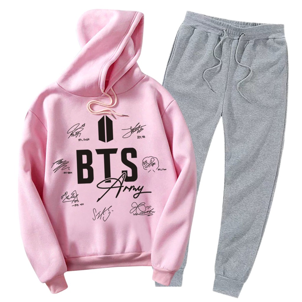 BESS - Baju Setelan Wanita Murah / Setelan Hoodie + Jogger Abu - ARMY TTD