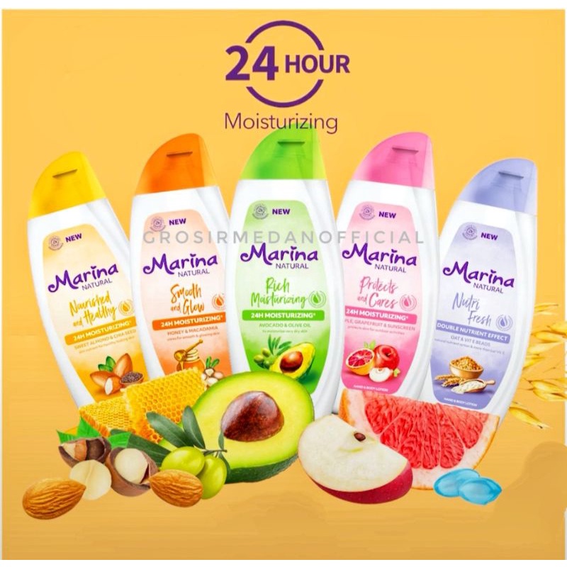 MARINA HAND AND BODY LOTION HBL 350 DAN 500 - MENCERAHKAN MENGHALUSKAN MENYEHATKAN KULIT