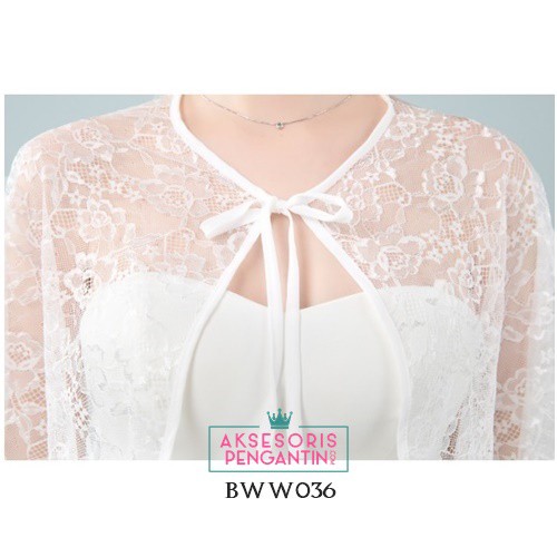 [BISA COD] OUTER WANITA LACE BOLERO PENGANTIN AKSESORIS WEDDING PUTIH BWW036