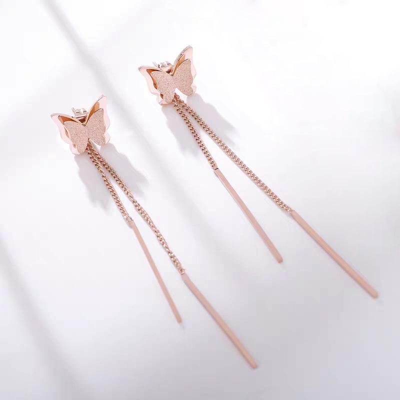 COD1 anting titanium stud kupu kupu bulat panjang / bisa pendek anti karat import