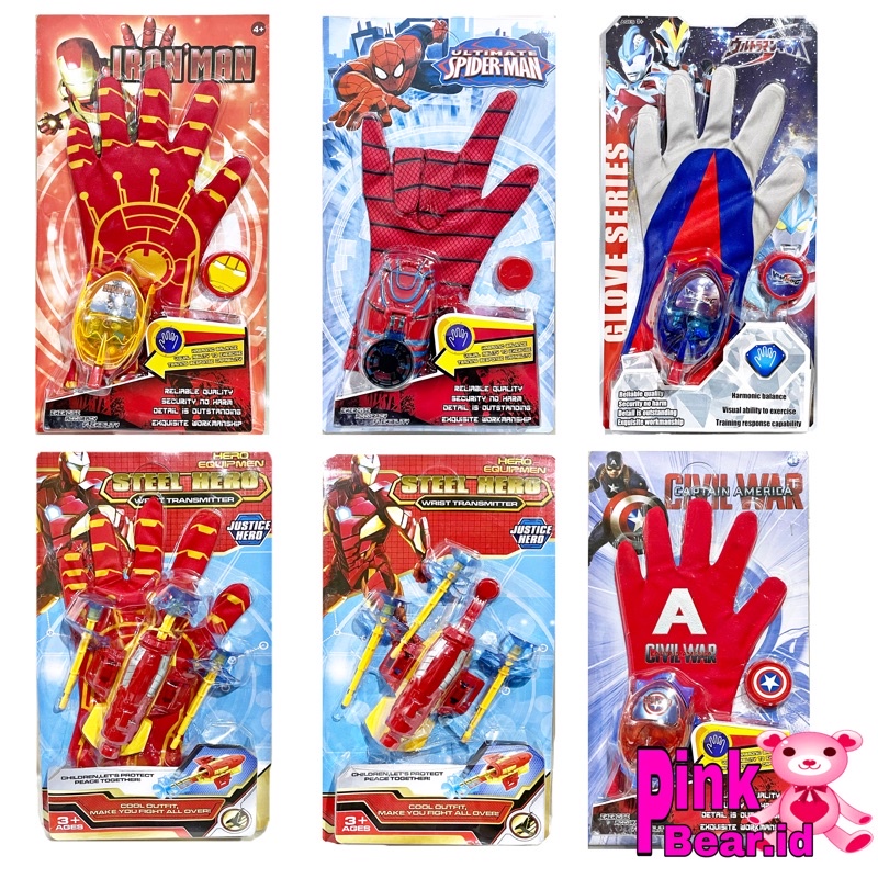 Image of Mainan Sarung Tembak Pelontar Spiderman Ironman Ultraman Captain Amerika #0