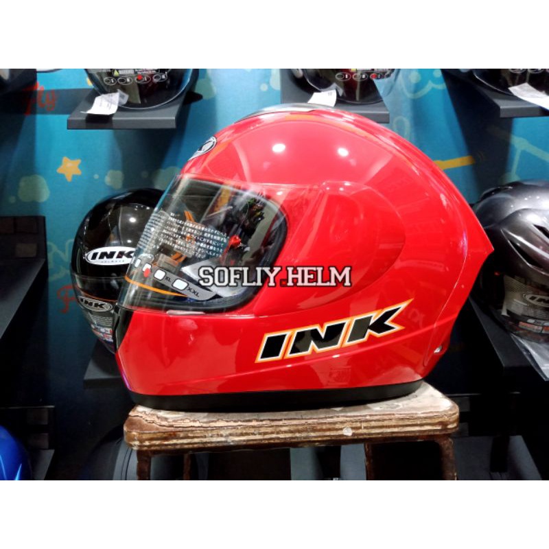 INK CLMAX SOLID FIRE RED INK HELM CL MAX POLOS SINGEL VISOR FULL FACE