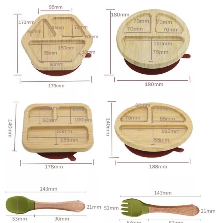 Bamboo Suction Plate / Silicone Plate / Piring Makan Anak Anti Tumpah