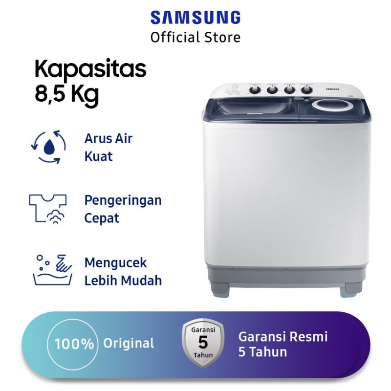 MESIN CUCI SAMSUNG WT85H3210MB 2 TABUNG 8,5 KG TWIN TUBE GARANSI RESMI LOW WATT 85 H 3210 BEKASI
