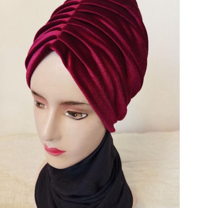 ☪ Turban instan velvet / beludru polos Turban dewasa turban pesta turban turki ✷