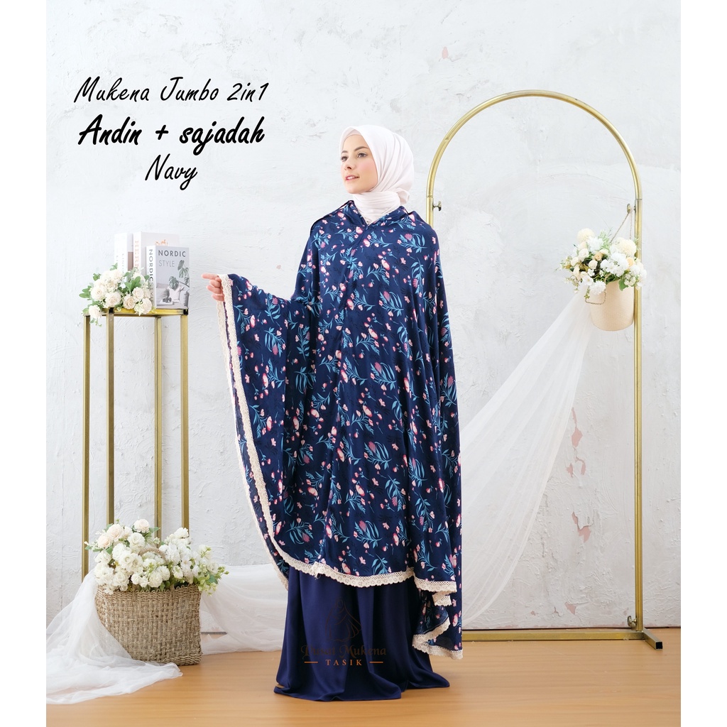 PUSAT GROSIR BELI COD MUKENA + SAJADAH DEWASA JUMBO KATUN RAYON ANDIN | MUKENA BALI ARUNA EXTRA LARGE