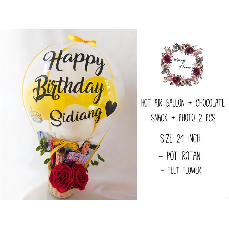 HOT AIR BALON LED/Buket Balon Bunga/Hadiah Ulang Tahun Wisuda TERLARIS